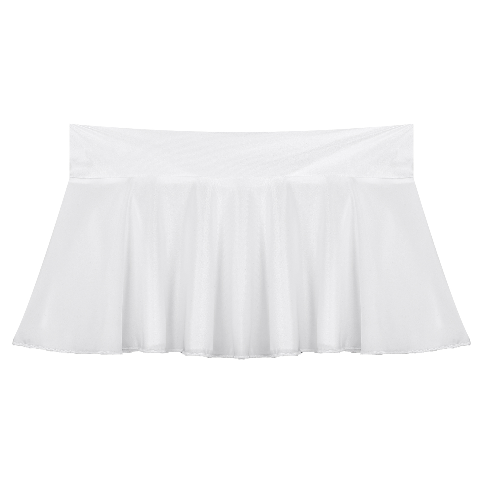 Womens Glossy Mini Skirts Solid Color Shiny Low Rise Elastic Waistband Pool Party Nightclub Ruffled Skirt Bikini Cover Ups