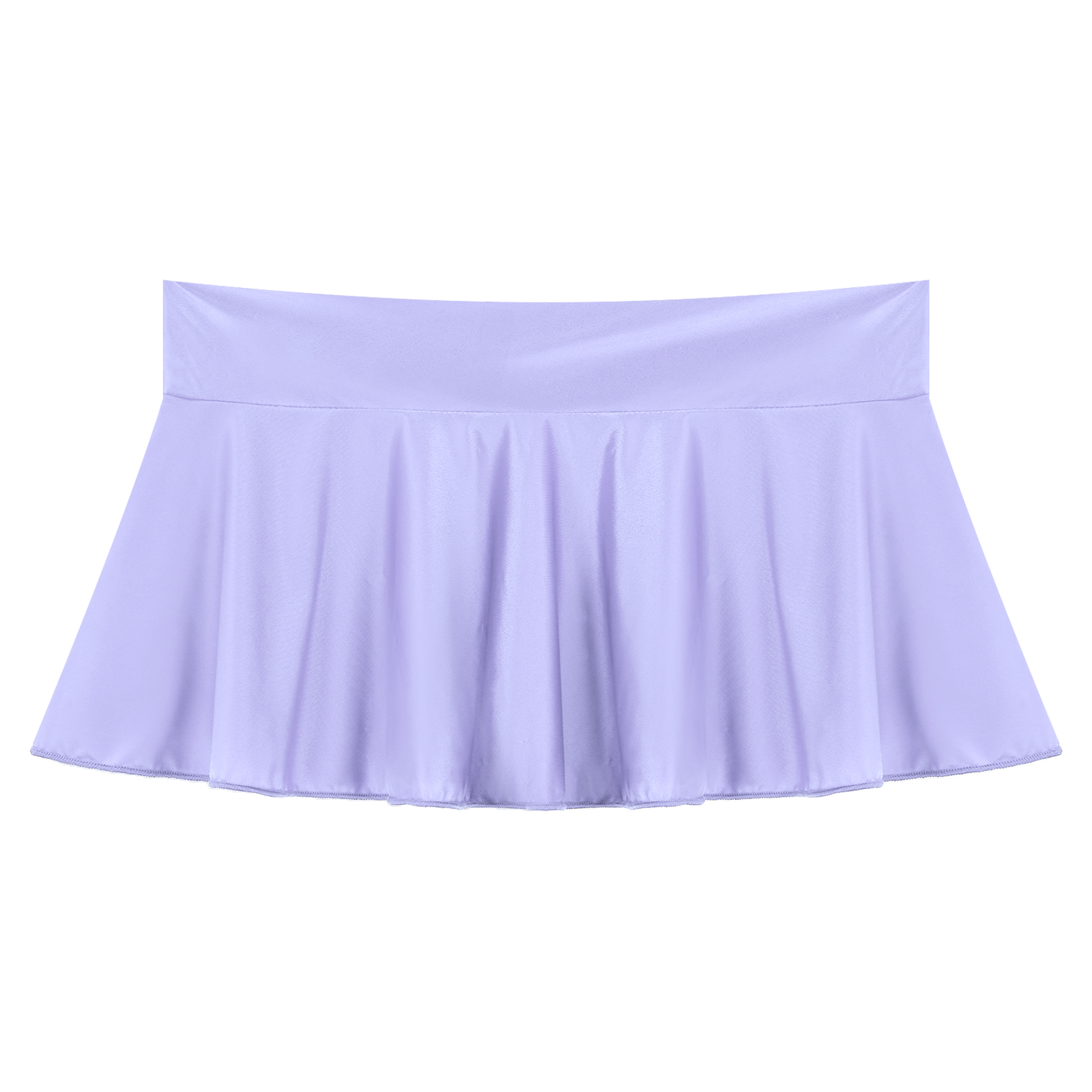 Womens Glossy Mini Skirts Solid Color Shiny Low Rise Elastic Waistband Pool Party Nightclub Ruffled Skirt Bikini Cover Ups