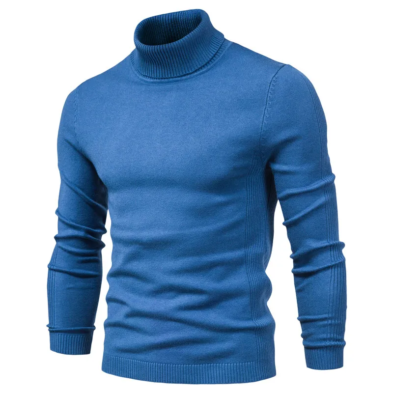 New Winter Turtleneck Thick Mens Sweaters Casual Turtle Neck Solid Color Quality Warm Slim Turtleneck Sweaters Pullover Men
