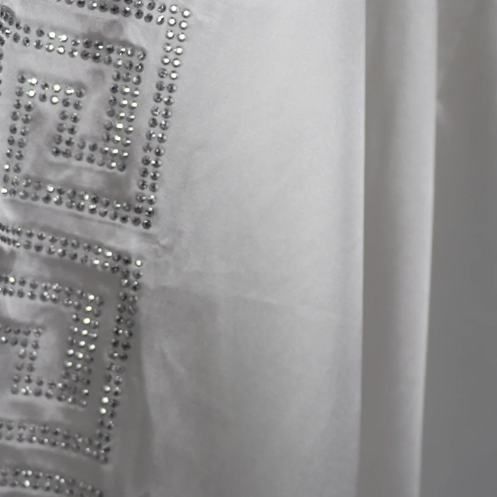 Fashion African Woman Large Size Bat Sleeve Dress Muslim Islamic Style Robe Imitation Silk Hot Fix Rhinestone