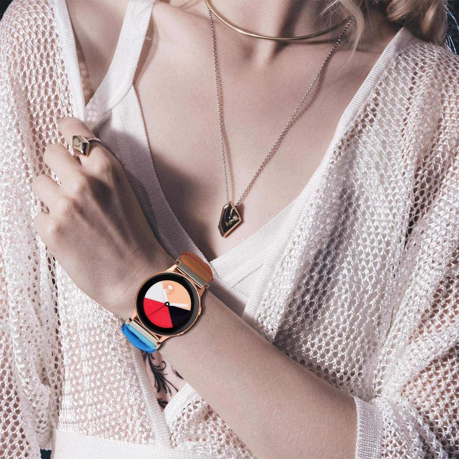 20mm 22mm Nylon Strap for Samsung Galaxy Watch 4/5/6/7 44 40mm Active 2 Scrunchies Elastic Bracelet for Huawei GT6/5/4 Pro 46mm