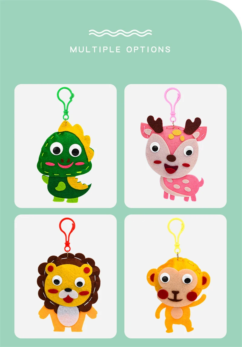 Children DIY Sewing Toys Cartoon Animal Keychain Montessori Arts Crafts Handmade Kits Creativity Early Educational Girls Gift