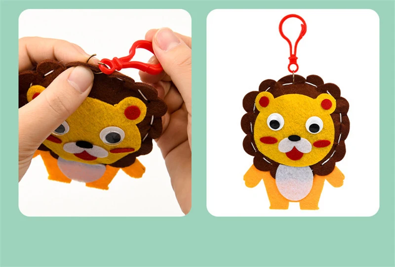 Children DIY Sewing Toys Cartoon Animal Keychain Montessori Arts Crafts Handmade Kits Creativity Early Educational Girls Gift