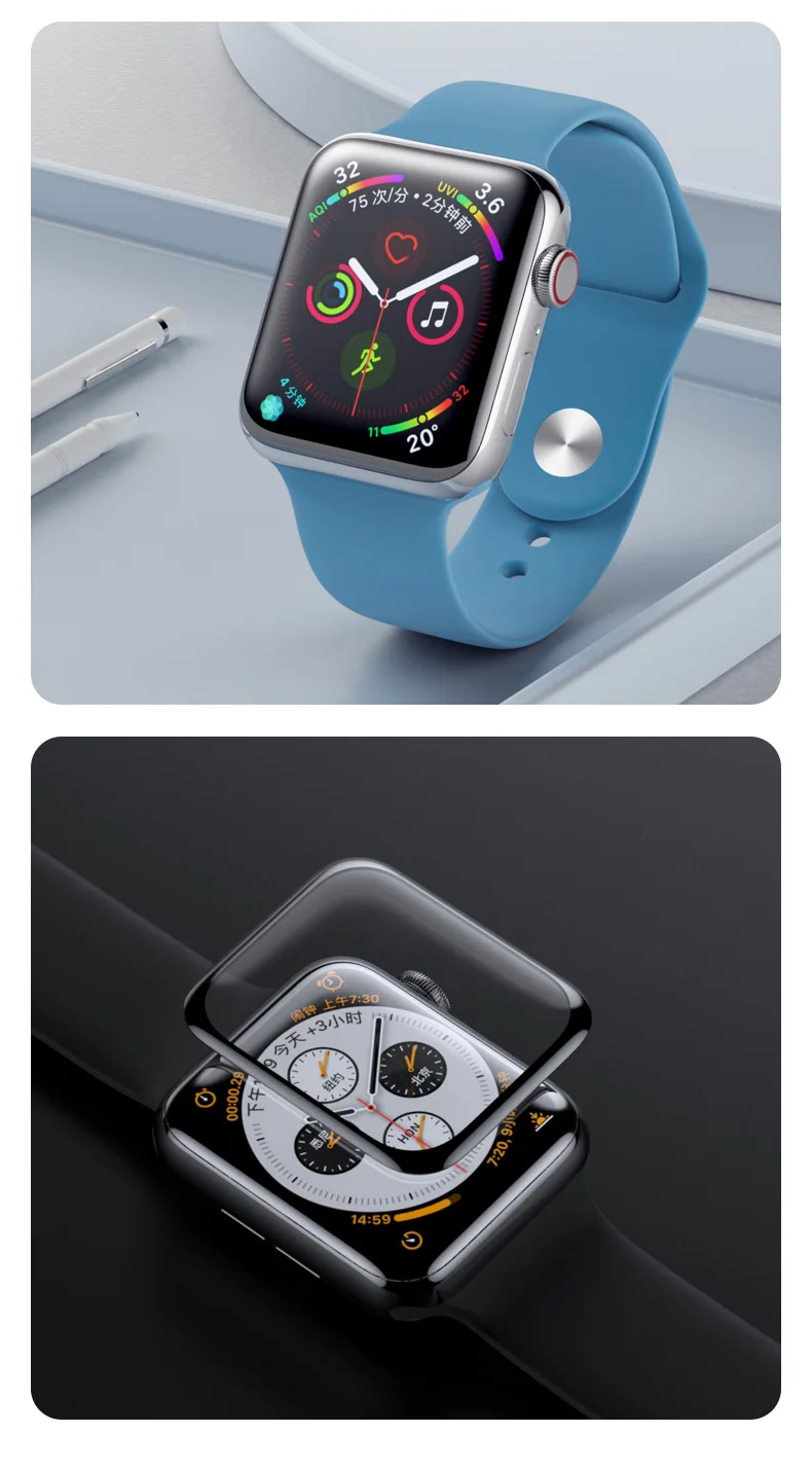 Soft Glass For Apple Watch Screen Protector 44mm 45mm 41mm 38mm 42 9D HD Full Film iWatch series 6 5 3 8 7 9 se 40mm Accessories