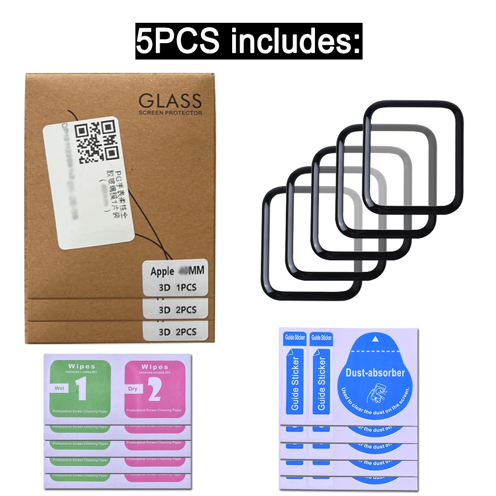 Soft Glass For Apple Watch Screen Protector 44mm 45mm 41mm 38mm 42 9D HD Full Film iWatch series 6 5 3 8 7 9 se 40mm Accessories