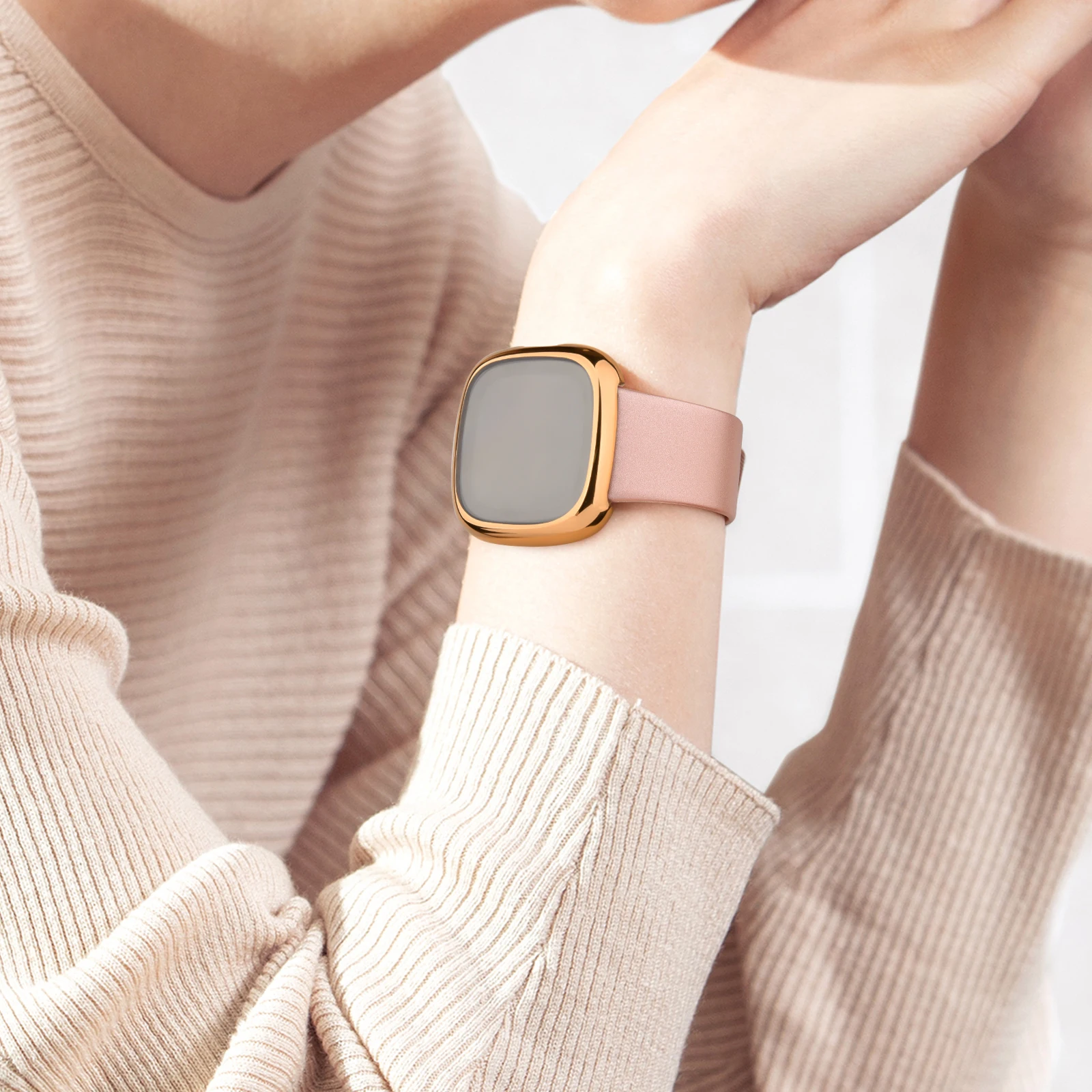 Soft TPU Full Cover Case For Fitbit Versa 2/Versa 3/Versa 4 Screen Protector Case Plated Bumper Cover For Fitbit Sense 2/Sense