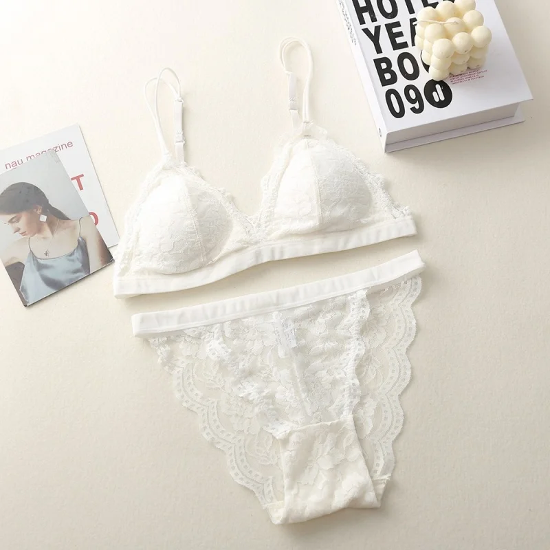 Women Lace Bra And Panties Set Embroidery Lace Bralette Underwear Set Push Up Brassiere Low Briefs Female Sexy Lingerie Set