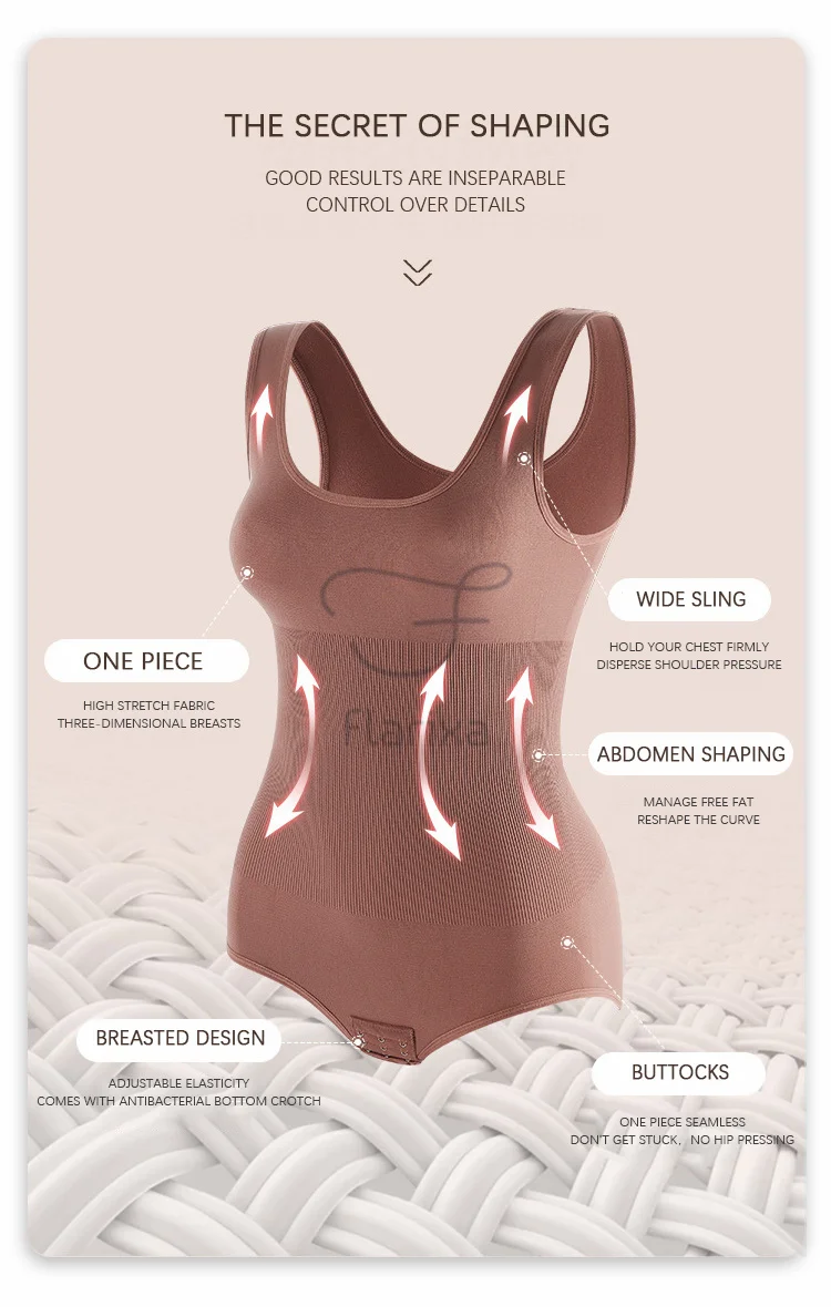 Flarixa Large Size One Piece Body Shapewear Waist Trainer Women's Corset Seamless Abdomen Pants Crotch Buckle Slimming Underwear