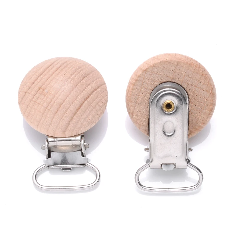 10Pcs Metal Wooden Dummy Nipples Holder Food Grade Chewable Teething Clips DIY Wood Beech Baby Pacifier Chain Nursing Teether