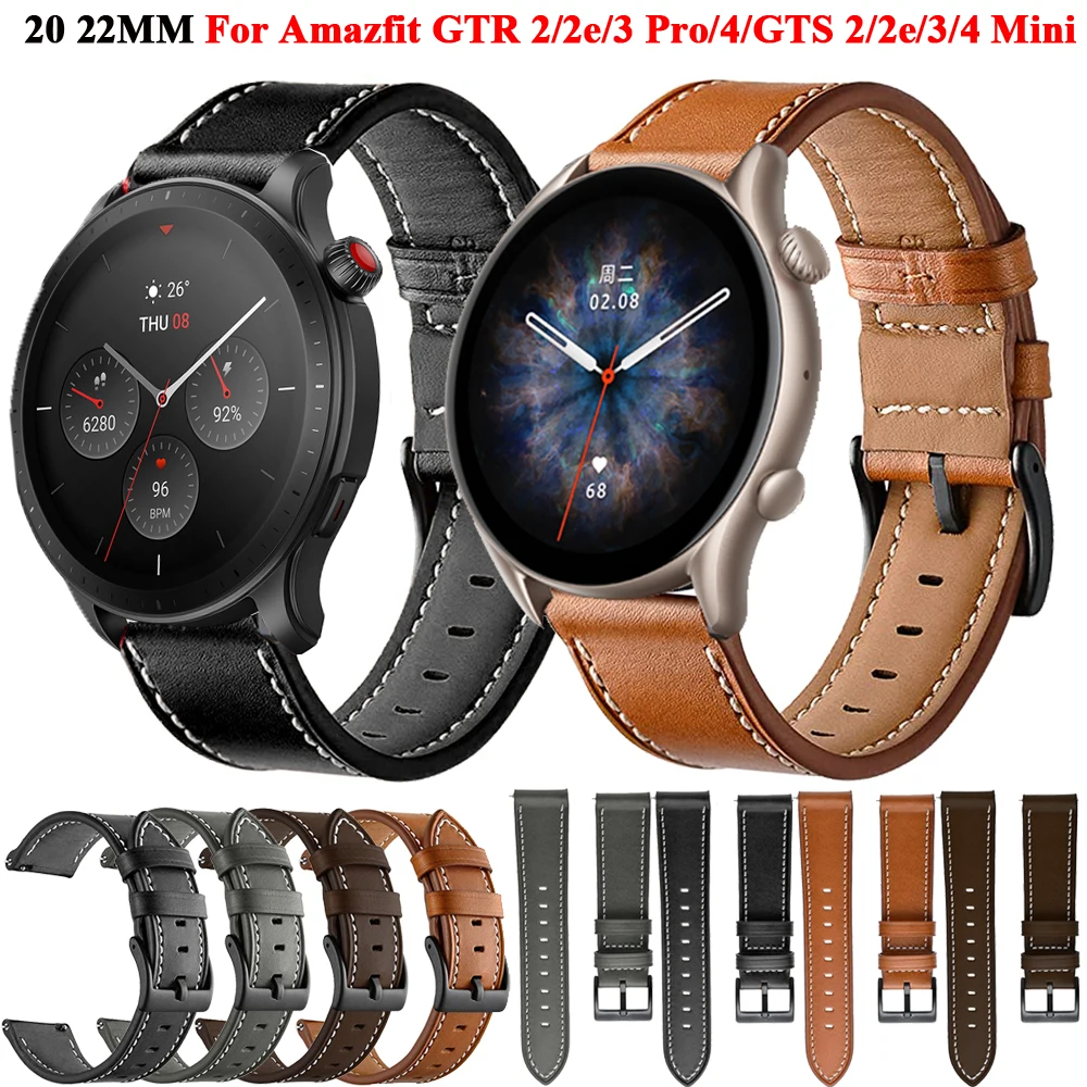 20 22mm Leather Watch Straps For Huawei Watch 4/3/GT3/2 Pro Amazfit GTR 4/GTS 4 47MM 42MM Samsung Galaxy Watch 3 4/5/6 Watchband
