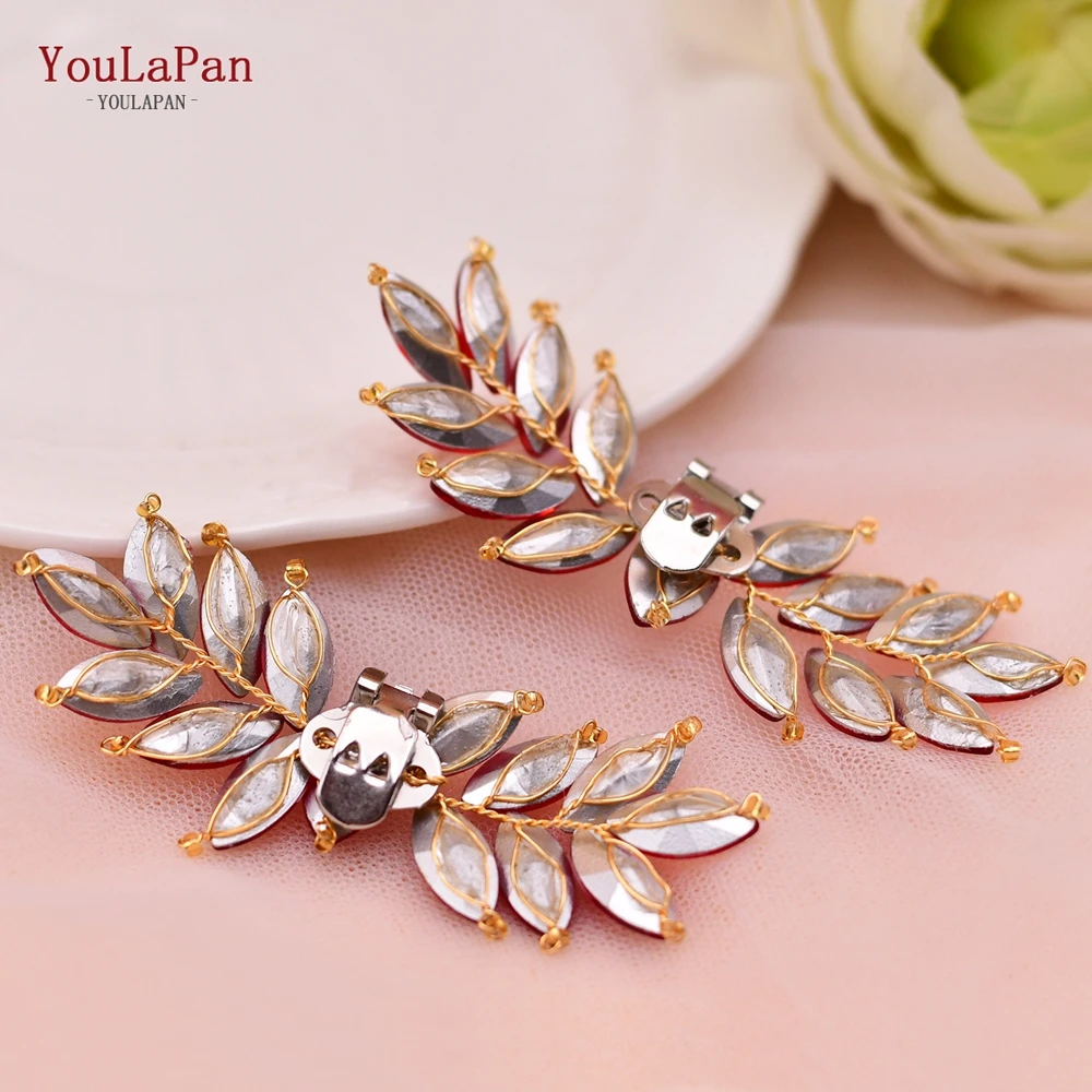 YouLaPan X31 Red Rhinestone Shoes Clips Bridal High Heel Shoe Ornaments Jewelry Wedding Shoes Decoration Clip DIY Accessories
