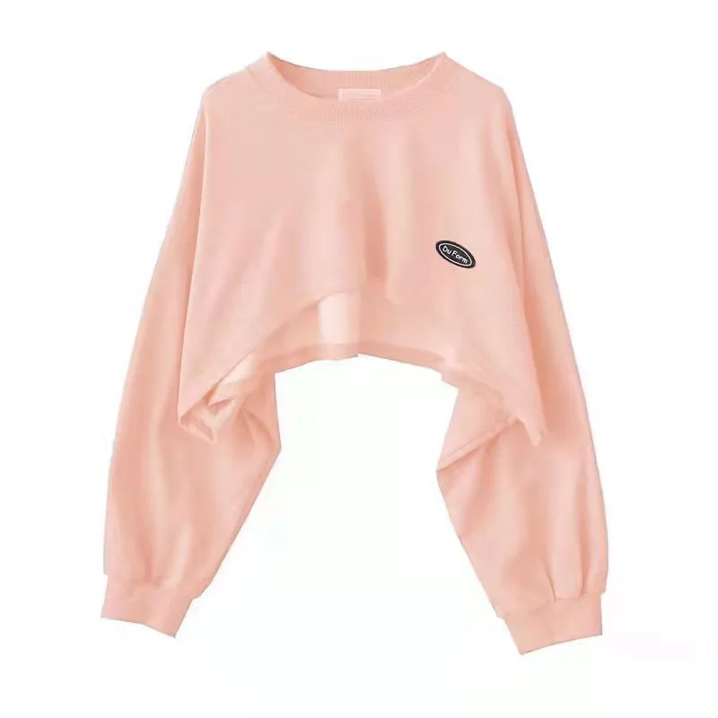 New Women Solid Color O-neck Long Sleeve Hoodie Sweatshirt Fashion Ladies Streetwear Slouch Pullover Jumper Tops