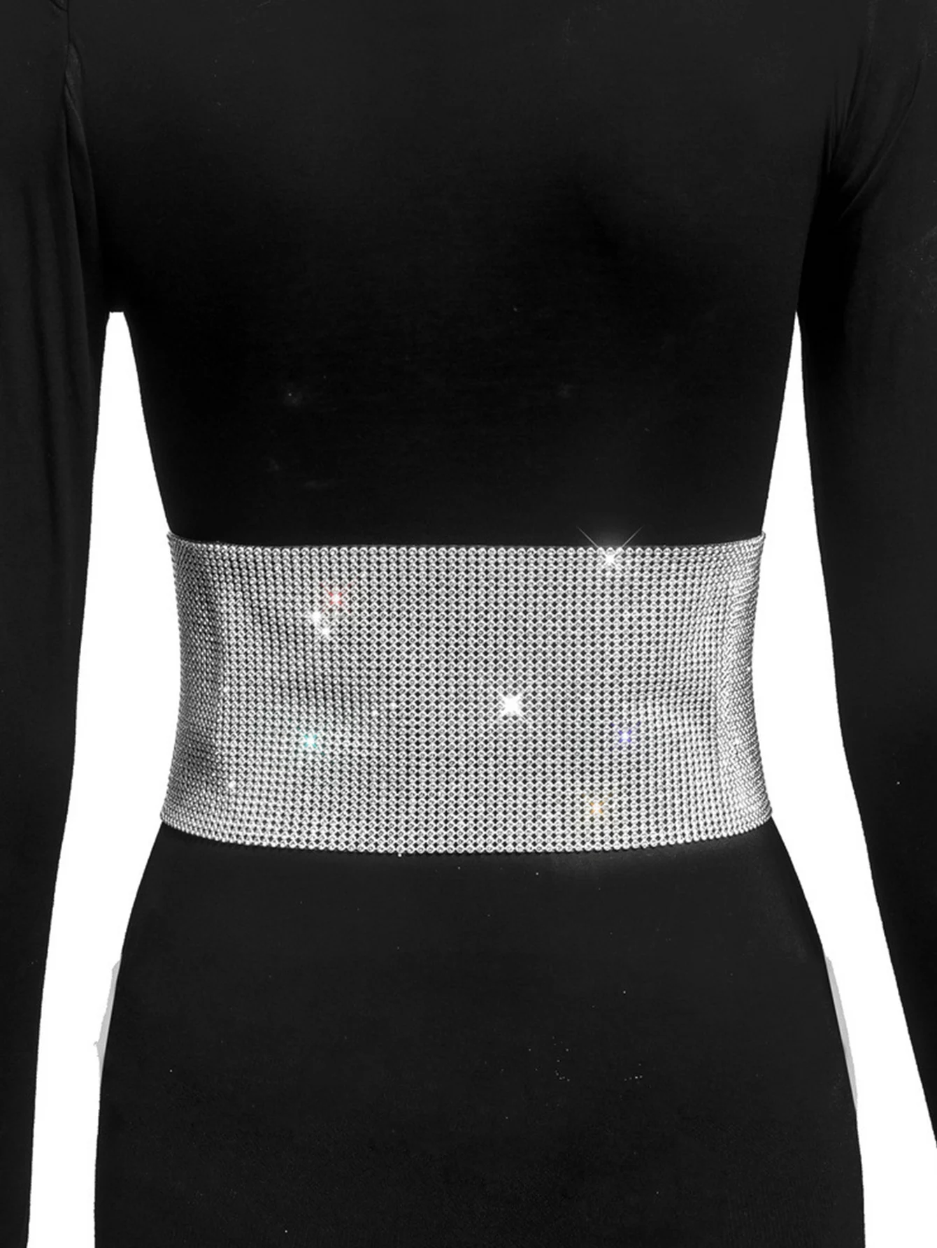 Sexy Black Rhinestone Underbust Corset Women gothic Corset Belt vintage Bustier Body Slimming Waist Glitter Wide Belt Corsets HL