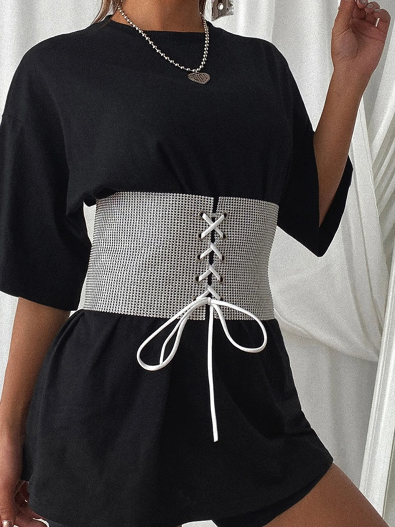 Sexy Black Rhinestone Underbust Corset Women gothic Corset Belt vintage Bustier Body Slimming Waist Glitter Wide Belt Corsets HL