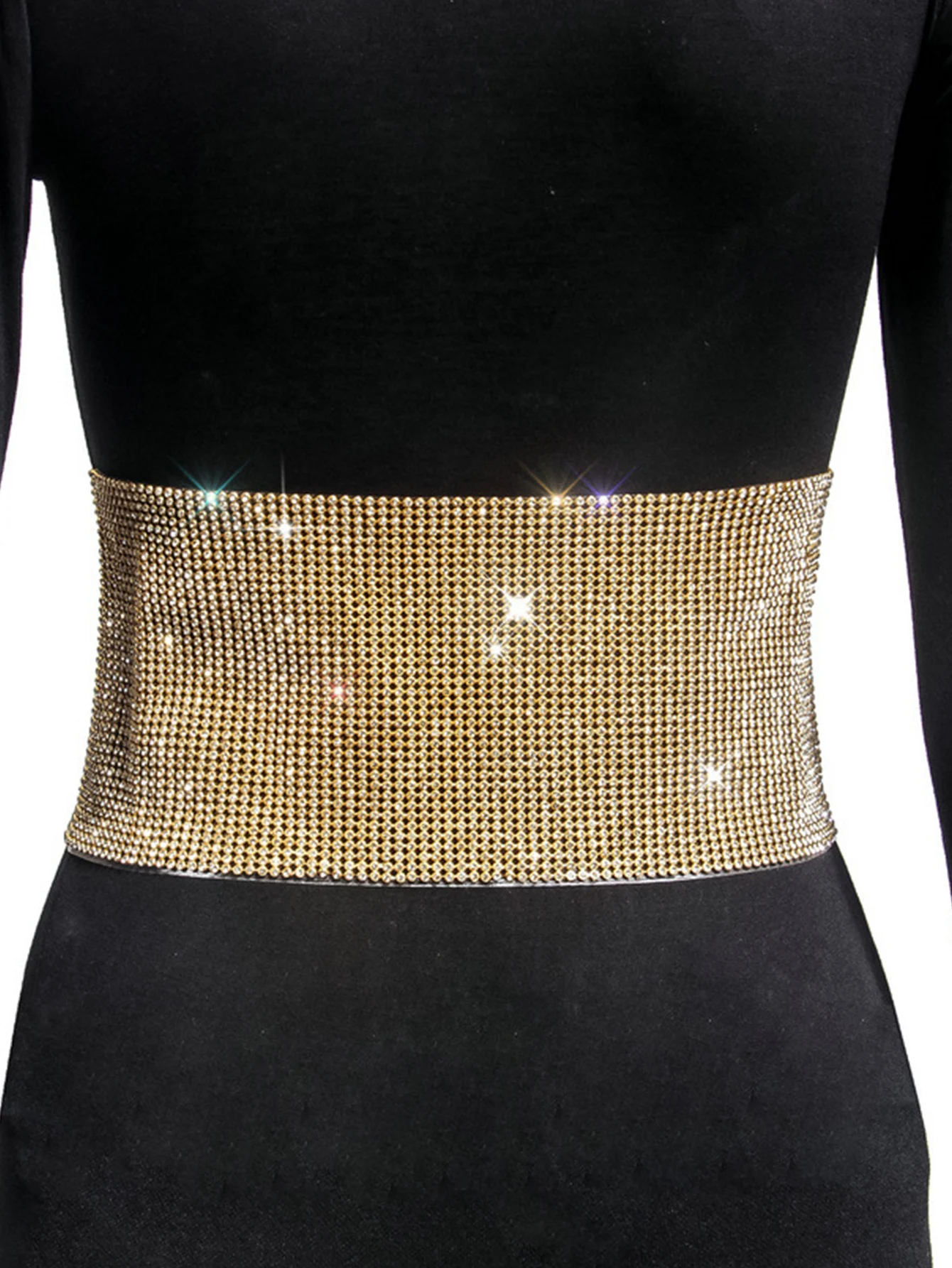 Sexy Black Rhinestone Underbust Corset Women gothic Corset Belt vintage Bustier Body Slimming Waist Glitter Wide Belt Corsets HL