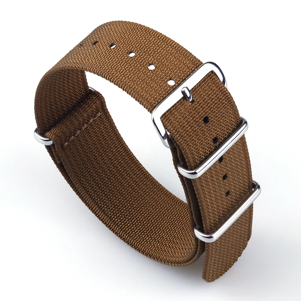 Ribbed Watch Strap 16mm 18mm 19mm 20mm 21mm 22mm 24mm One-Piece Nylon Braid Ballistic Fabric Watchband Accessories Military Band