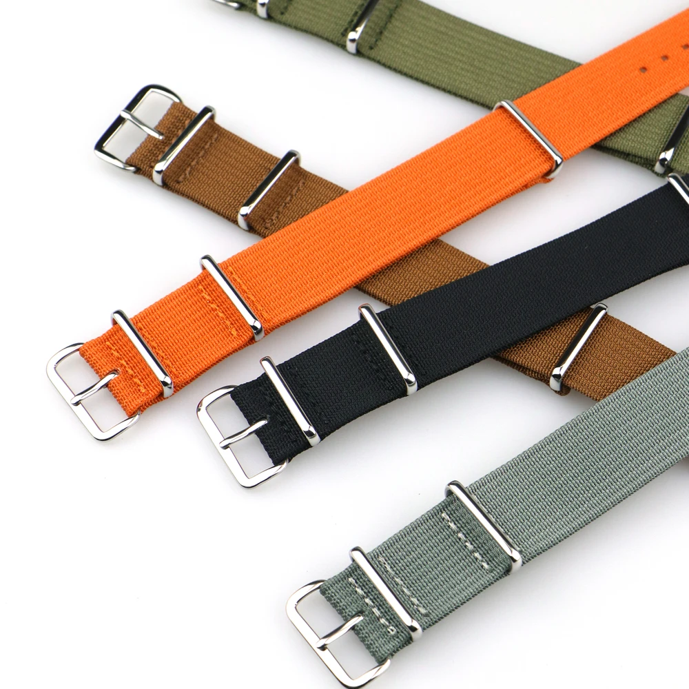 Ribbed Watch Strap 16mm 18mm 19mm 20mm 21mm 22mm 24mm One-Piece Nylon Braid Ballistic Fabric Watchband Accessories Military Band