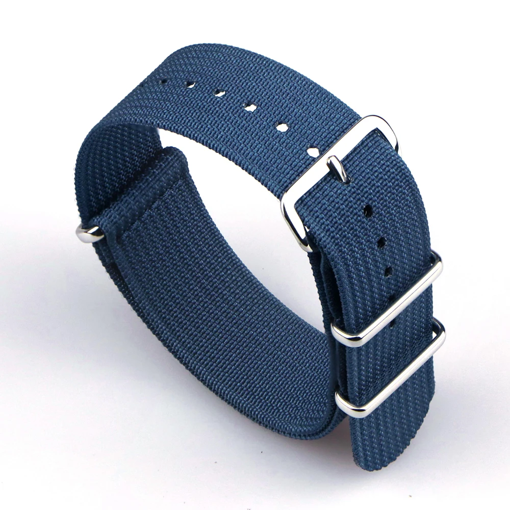 Ribbed Watch Strap 16mm 18mm 19mm 20mm 21mm 22mm 24mm One-Piece Nylon Braid Ballistic Fabric Watchband Accessories Military Band
