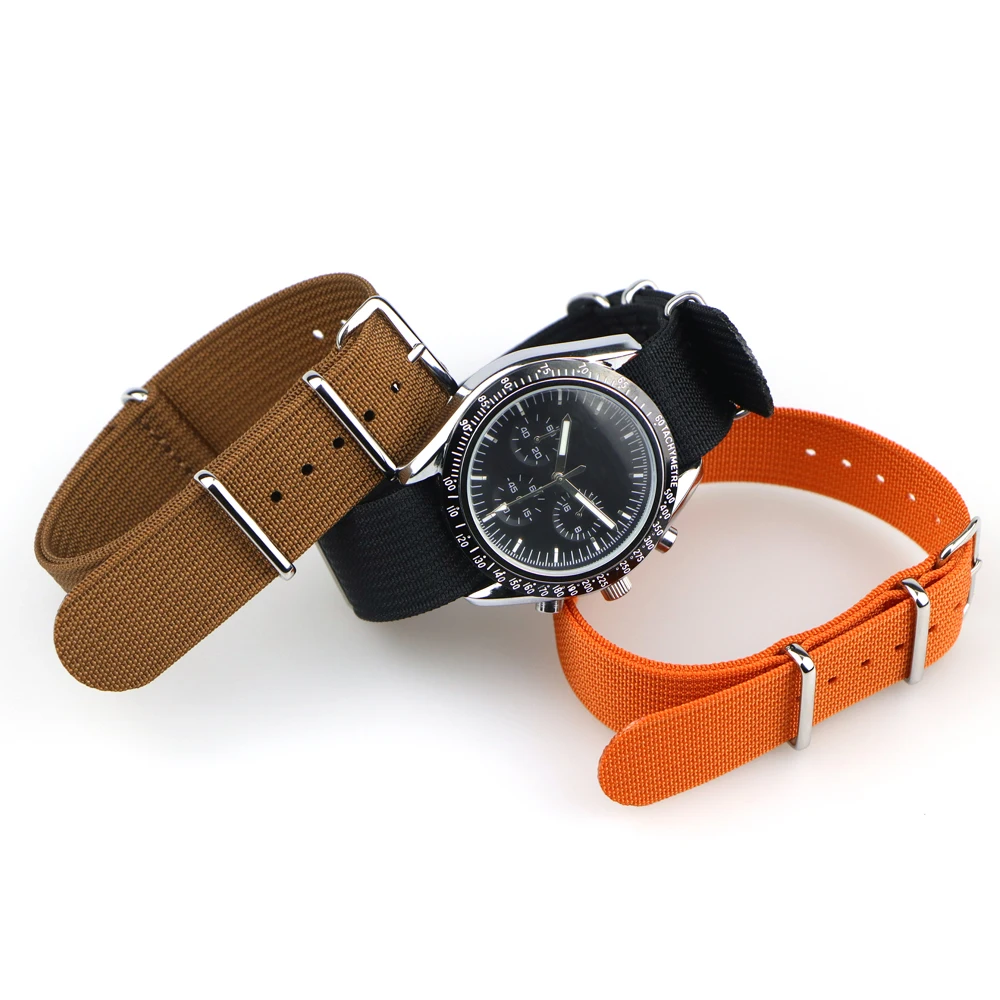 Ribbed Watch Strap 16mm 18mm 19mm 20mm 21mm 22mm 24mm One-Piece Nylon Braid Ballistic Fabric Watchband Accessories Military Band
