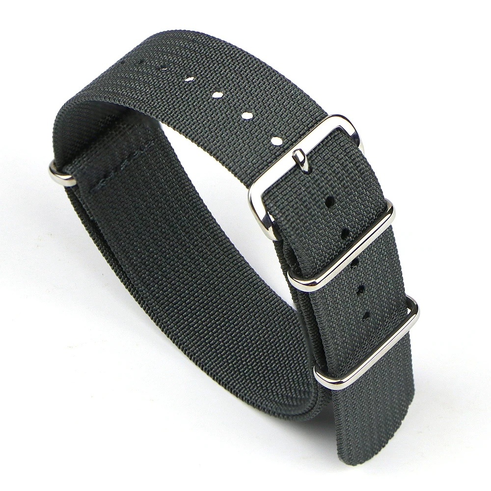 Ribbed Watch Strap 16mm 18mm 19mm 20mm 21mm 22mm 24mm One-Piece Nylon Braid Ballistic Fabric Watchband Accessories Military Band