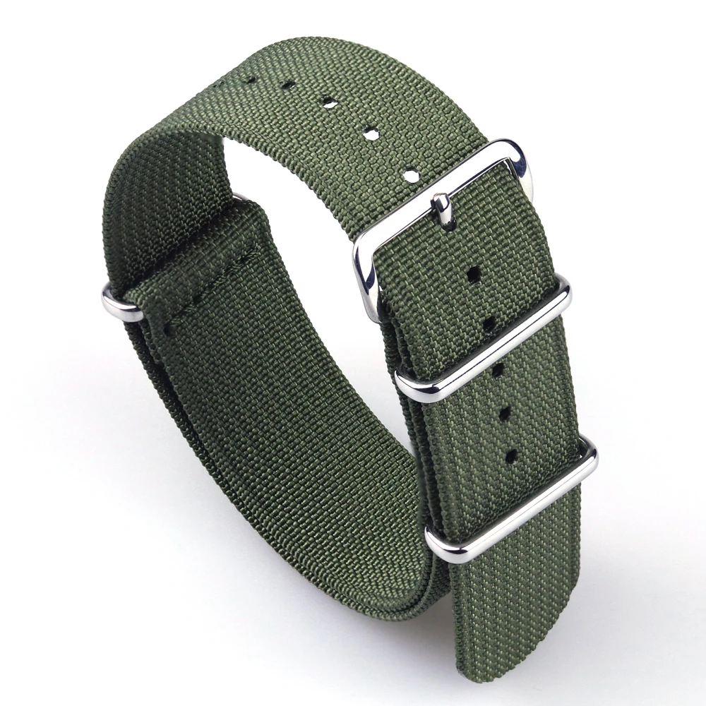 Ribbed Watch Strap 16mm 18mm 19mm 20mm 21mm 22mm 24mm One-Piece Nylon Braid Ballistic Fabric Watchband Accessories Military Band