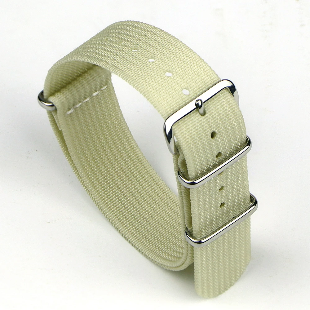 Ribbed Watch Strap 16mm 18mm 19mm 20mm 21mm 22mm 24mm One-Piece Nylon Braid Ballistic Fabric Watchband Accessories Military Band