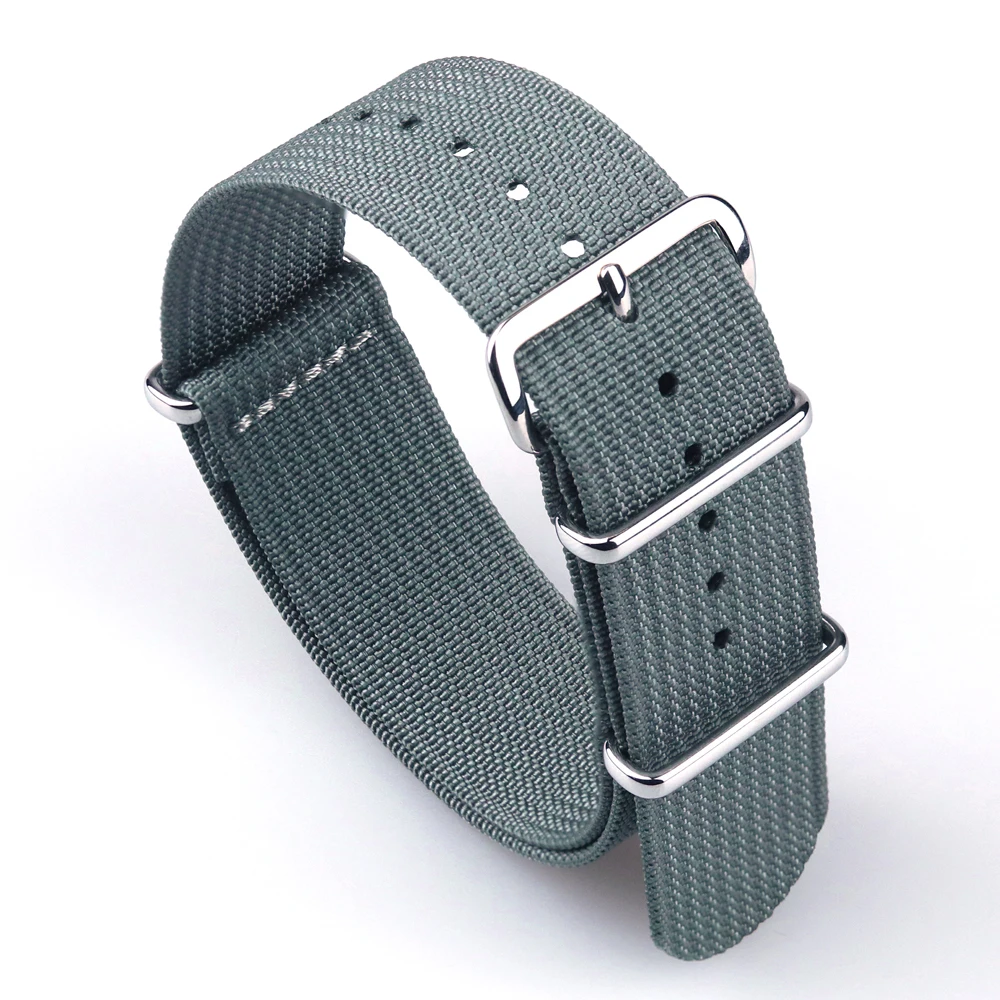 Ribbed Watch Strap 16mm 18mm 19mm 20mm 21mm 22mm 24mm One-Piece Nylon Braid Ballistic Fabric Watchband Accessories Military Band