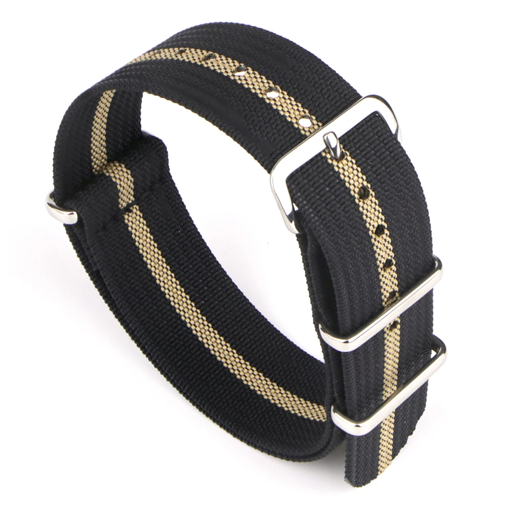 Ribbed Watch Strap 16mm 18mm 19mm 20mm 21mm 22mm 24mm One-Piece Nylon Braid Ballistic Fabric Watchband Accessories Military Band