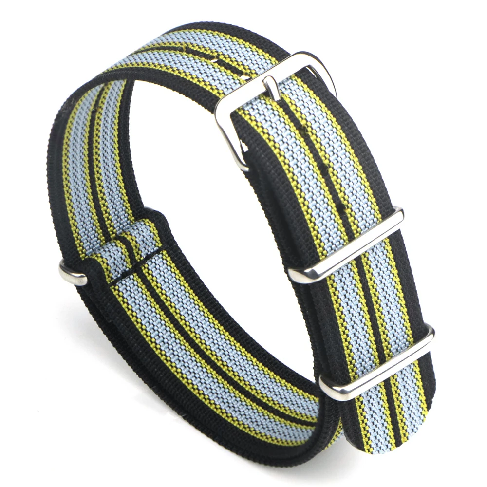 Ribbed Watch Strap 16mm 18mm 19mm 20mm 21mm 22mm 24mm One-Piece Nylon Braid Ballistic Fabric Watchband Accessories Military Band