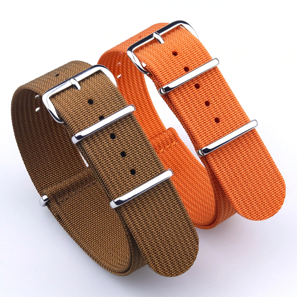 Ribbed Watch Strap 16mm 18mm 19mm 20mm 21mm 22mm 24mm One-Piece Nylon Braid Ballistic Fabric Watchband Accessories Military Band