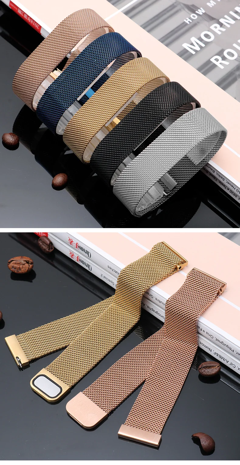 Milan Magnetic Mesh Belt Watchband For Citizen D-W Longines Omega Samsung Huawei Watch Strap Men and Women Bracelet 18 20mm 16mm