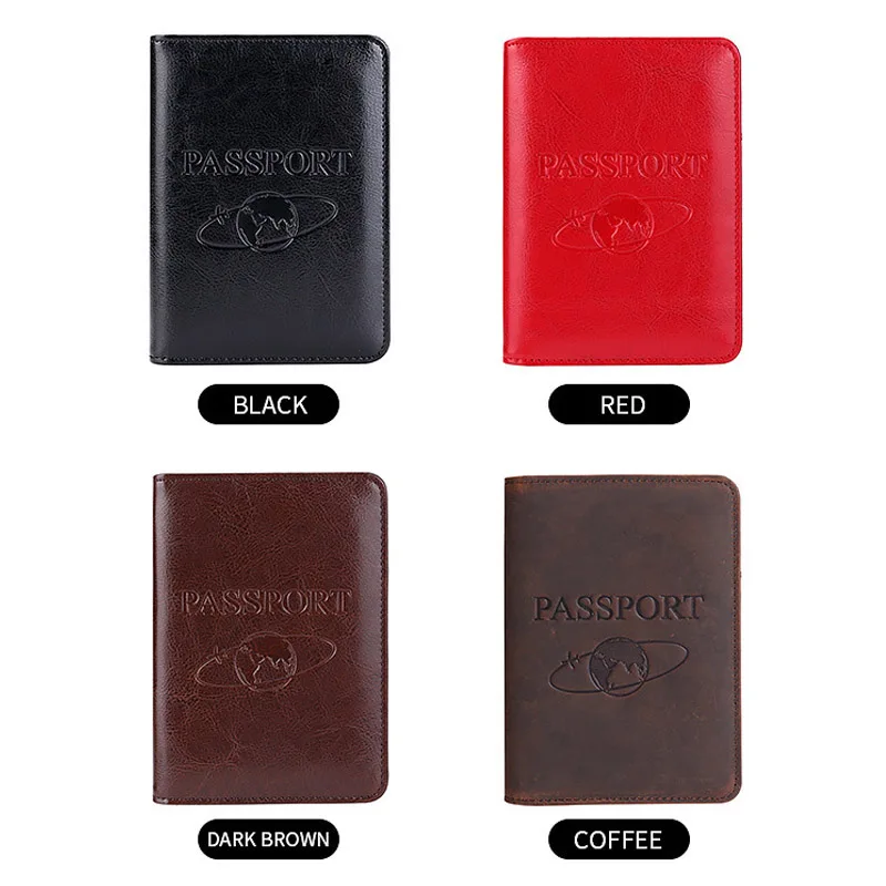 Genuine Leather Passport Holder - RFID Blocking Travel Wallet for Passport & Tickets, Multifunctional Document Case