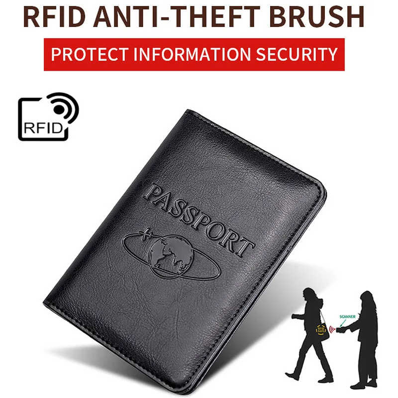 Genuine Leather Passport Holder - RFID Blocking Travel Wallet for Passport & Tickets, Multifunctional Document Case