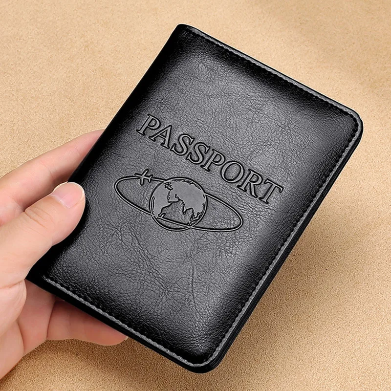Genuine Leather Passport Holder - RFID Blocking Travel Wallet for Passport & Tickets, Multifunctional Document Case