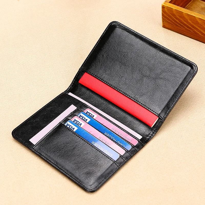 Genuine Leather Passport Holder - RFID Blocking Travel Wallet for Passport & Tickets, Multifunctional Document Case