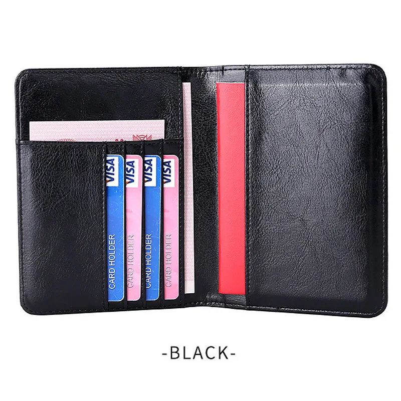 Genuine Leather Passport Holder - RFID Blocking Travel Wallet for Passport & Tickets, Multifunctional Document Case