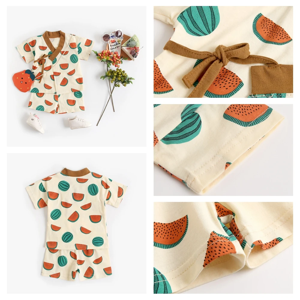Sanlutoz Cute Printing Cotton Baby Boys Girls Clothes Sets Summer Infants Short Sleeve Tops + Shorts 2pcs