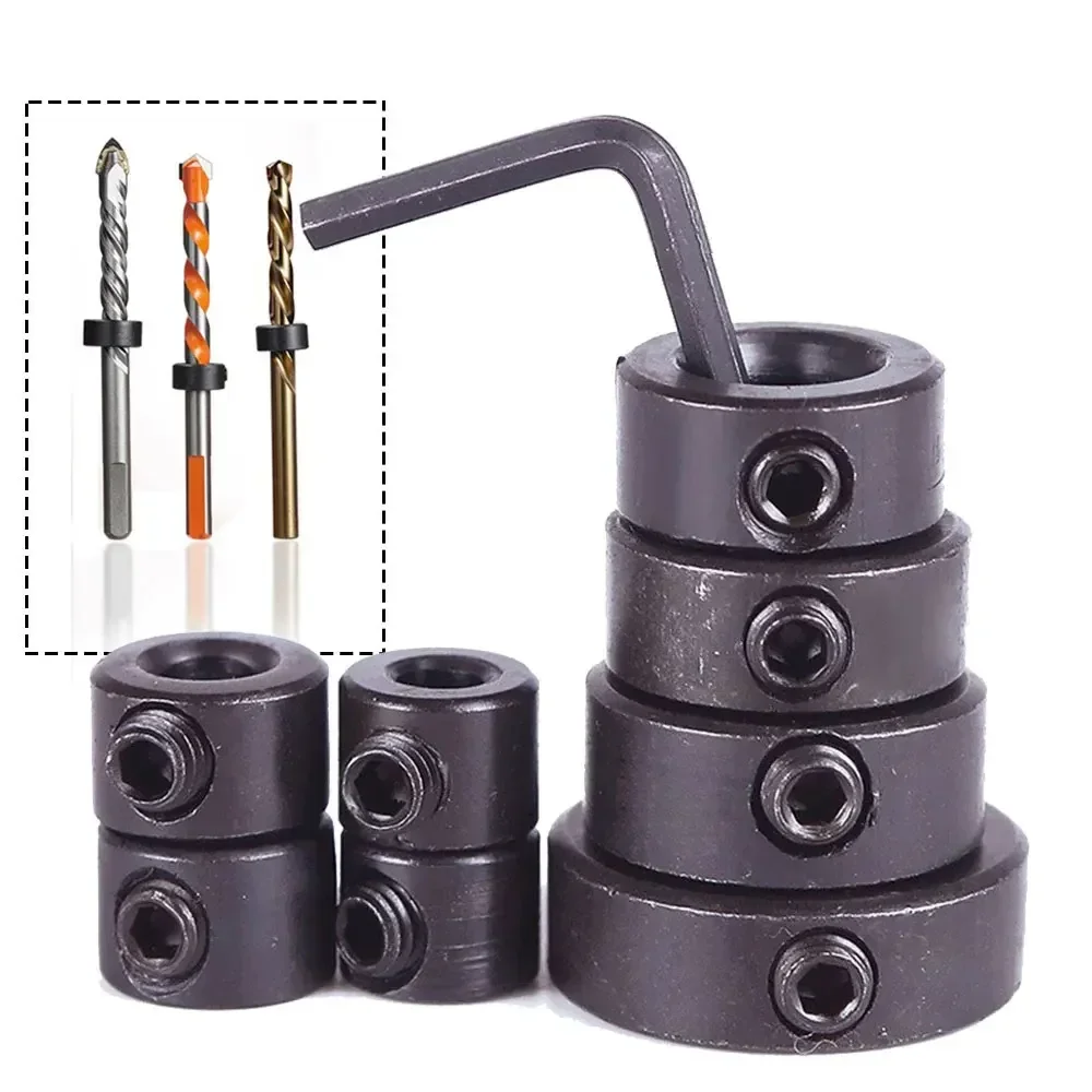 STONEGO 8pcs Drill Bit Depth Stop Rings - 3-16mm Adjustable Collars, Positioner, for Precision Woodworking
