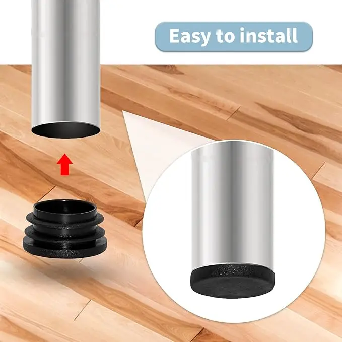 8 PCS Black Round Plastic Blanking End Cap Tube Pipe Inserts Plug Bung Insert Stopper For Chair Leg Pipe tapon tubo