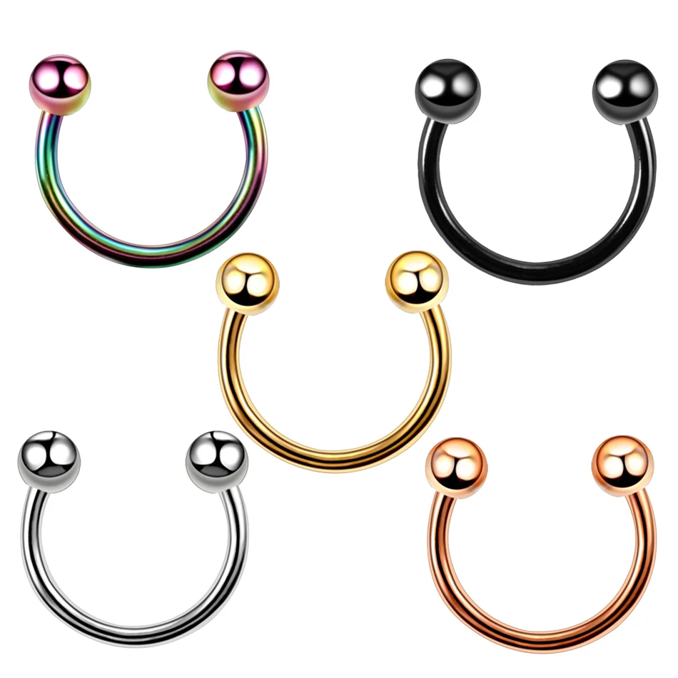 1PC Titanium Steel Black Seamless Hinged Nose Hoop Septum Clicker Piercings Lip Labret Ring Ear Cartilage Tragus Sexy Jewelry