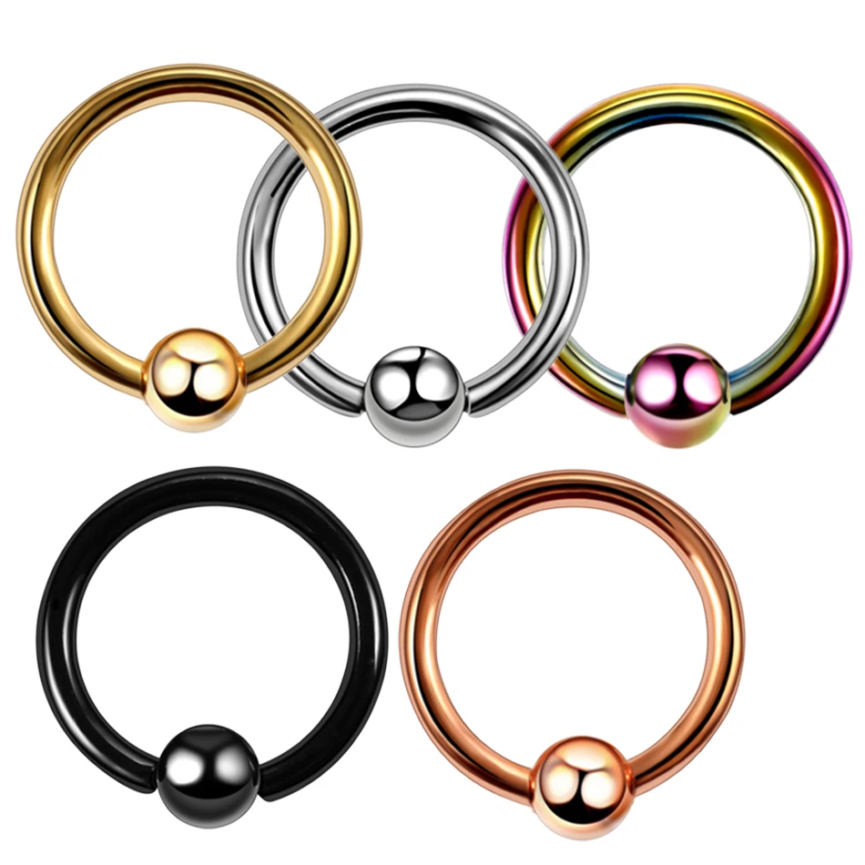 1PC Titanium Steel Black Seamless Hinged Nose Hoop Septum Clicker Piercings Lip Labret Ring Ear Cartilage Tragus Sexy Jewelry