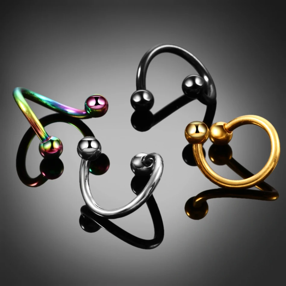 1PC Titanium Steel Black Seamless Hinged Nose Hoop Septum Clicker Piercings Lip Labret Ring Ear Cartilage Tragus Sexy Jewelry