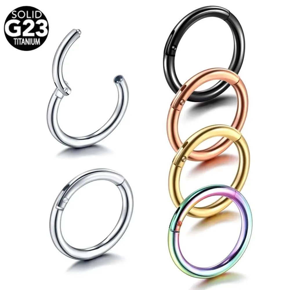 1PC Titanium Steel Black Seamless Hinged Nose Hoop Septum Clicker Piercings Lip Labret Ring Ear Cartilage Tragus Sexy Jewelry