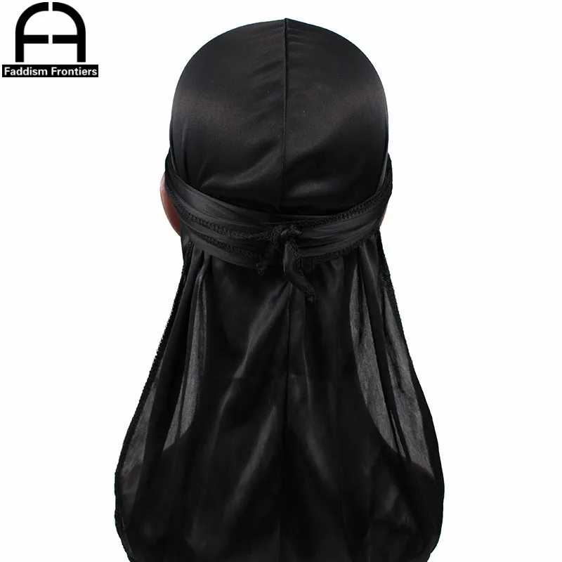 Unisex Women Men Silk Durag Turban Hat Wigs Biker Headwear Headband Hair Accessories Long Tail Straps Bandanas Silky Durags