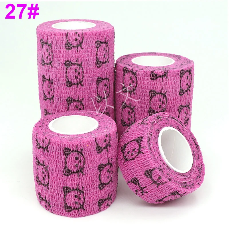 1 Pcs Printed Self Adhesive Elastic Bandage 4.8m Colorful Sports Wrap Tape for Finger Joint Knee First Aid Kit Pet Tape