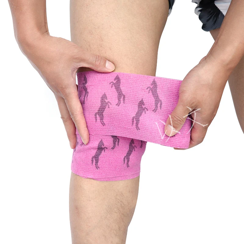 1 Pcs Printed Self Adhesive Elastic Bandage 4.8m Colorful Sports Wrap Tape for Finger Joint Knee First Aid Kit Pet Tape