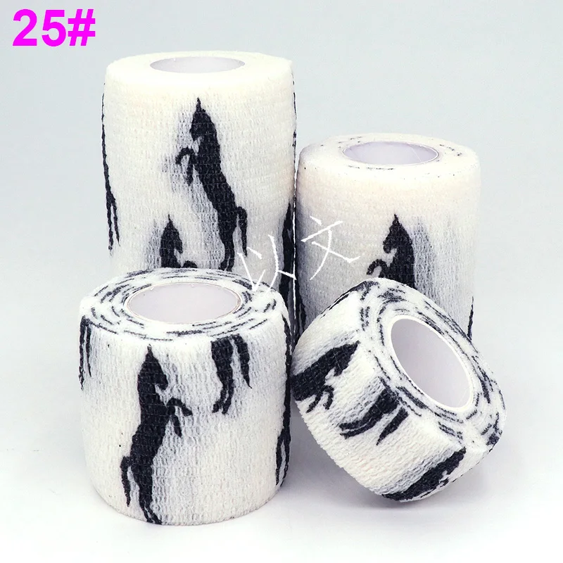 1 Pcs Printed Self Adhesive Elastic Bandage 4.8m Colorful Sports Wrap Tape for Finger Joint Knee First Aid Kit Pet Tape
