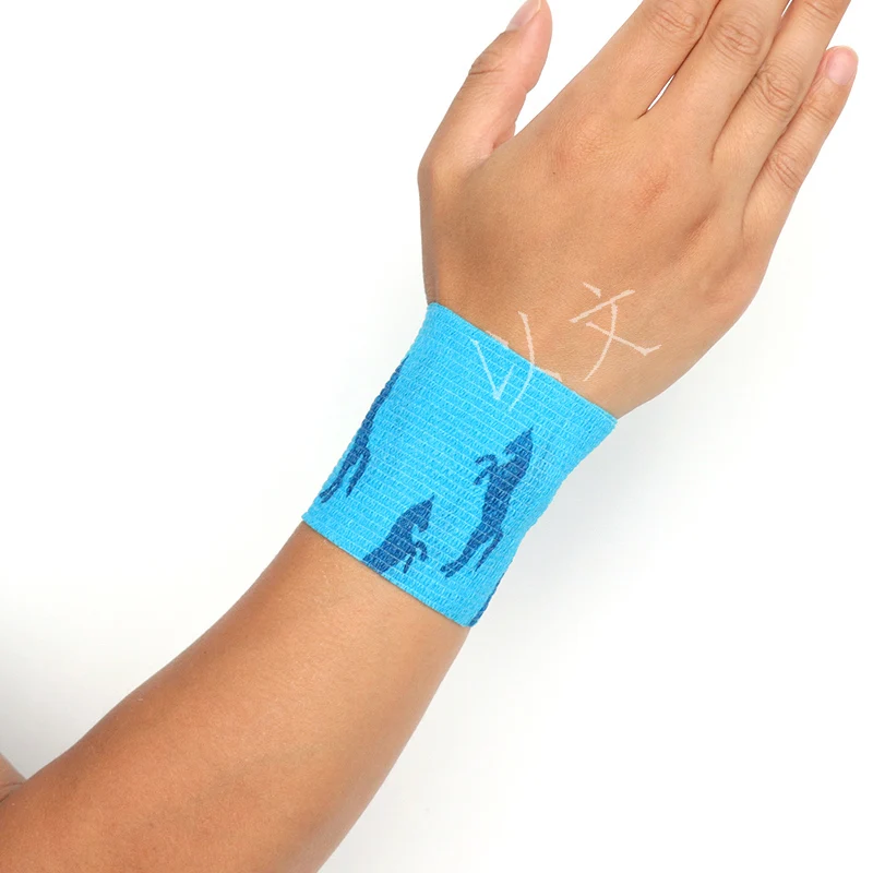 1 Pcs Printed Self Adhesive Elastic Bandage 4.8m Colorful Sports Wrap Tape for Finger Joint Knee First Aid Kit Pet Tape