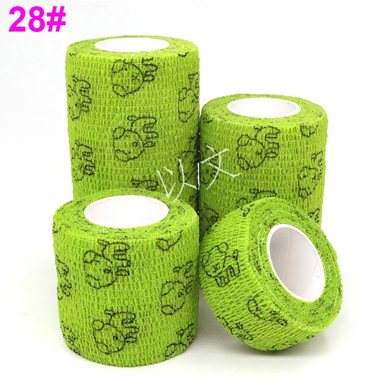 1 Pcs Printed Self Adhesive Elastic Bandage 4.8m Colorful Sports Wrap Tape for Finger Joint Knee First Aid Kit Pet Tape