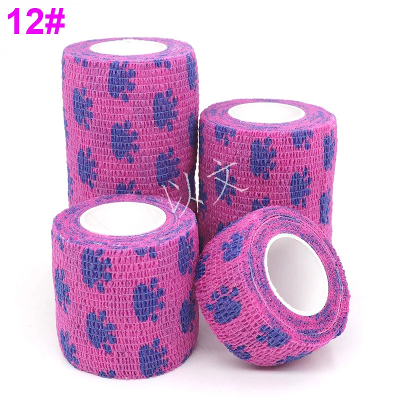 1 Pcs Printed Self Adhesive Elastic Bandage 4.8m Colorful Sports Wrap Tape for Finger Joint Knee First Aid Kit Pet Tape